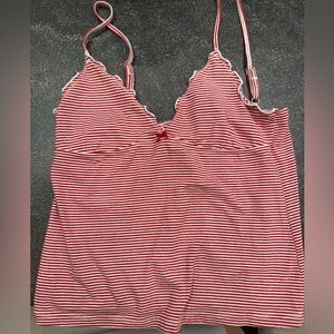 Brandy Melville Red and White Striped Top
